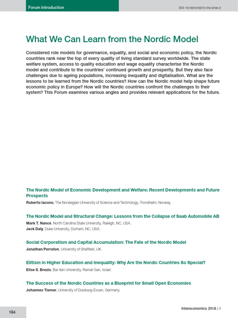 Insights on the Nordic Economic Model | PDF | Economic Growth | Labour ...