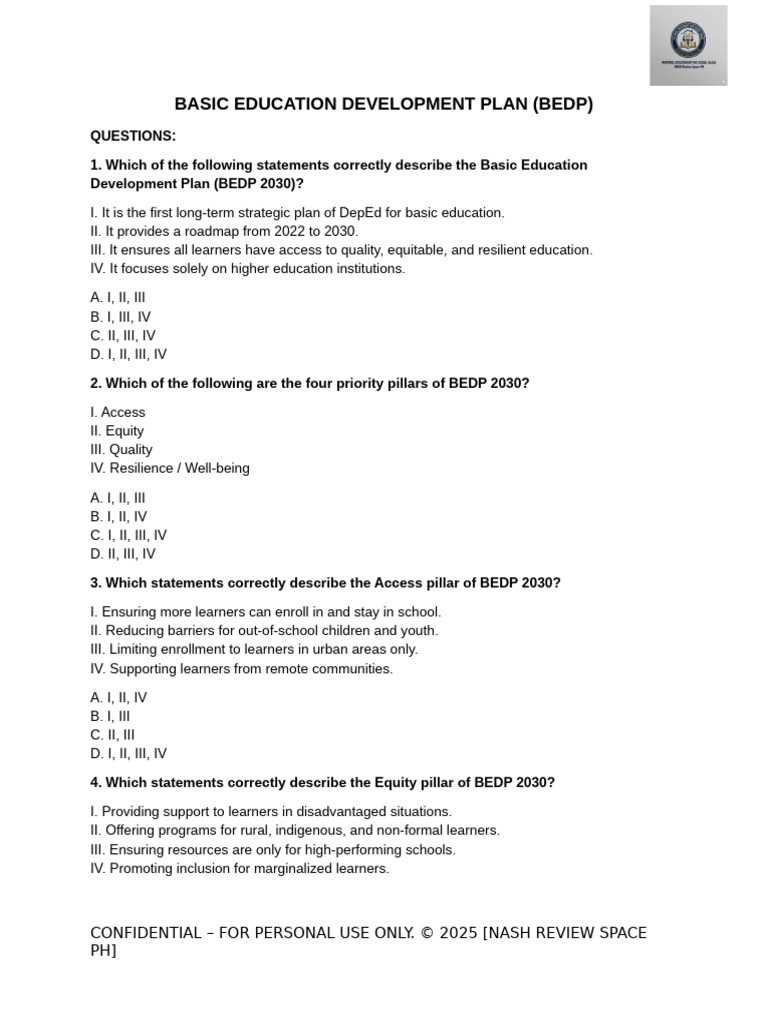 Overview of BEDP 2030 for Education | PDF