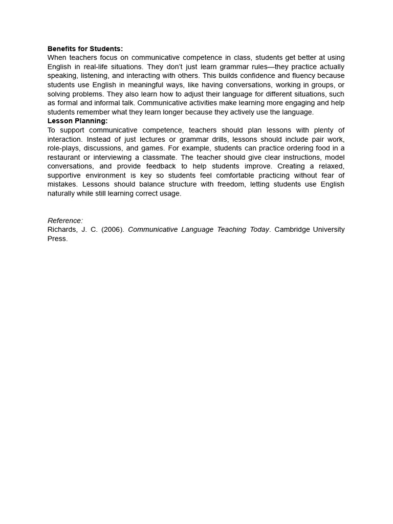 Enhancing Student English Skills Through Communication | PDF