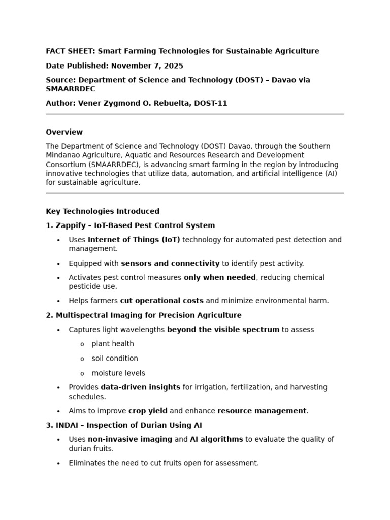 Smart Farming Innovations for Sustainability | PDF | Agriculture ...