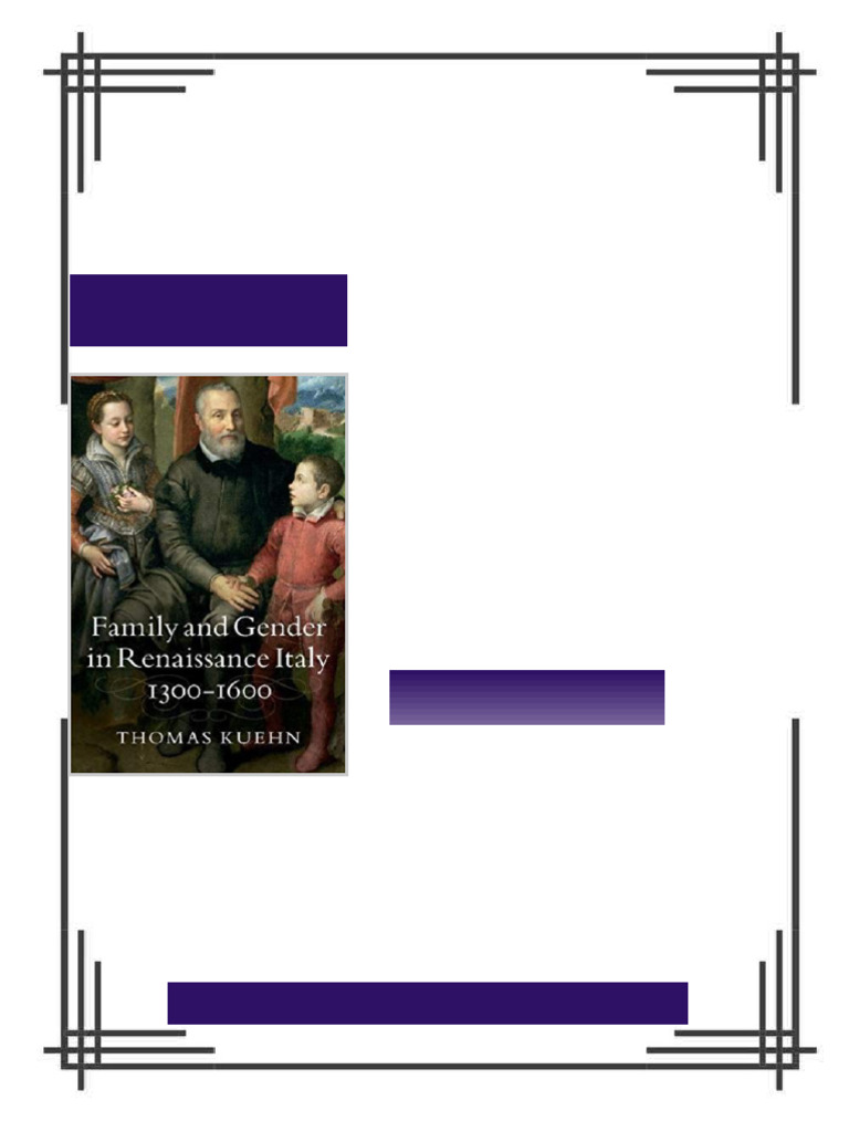 Family and Gender in Renaissance Italy 1300 1600 incomplete Thomas ...