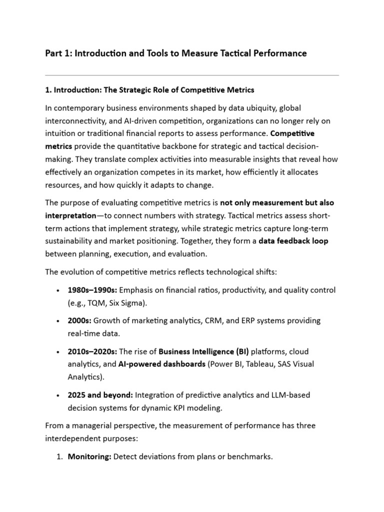 Measuring Tactical Performance Metrics | PDF | Performance Indicator ...