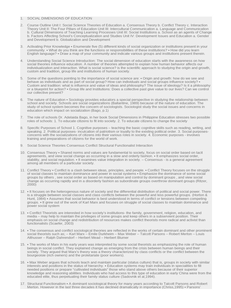 Social Dimensions of Education Overview | PDF | Family | Word