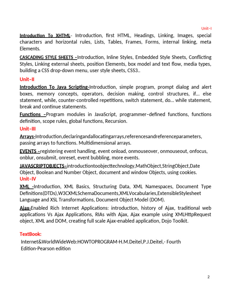 Unit - I Web Technologies Notes ( 08-05-2022 ) | PDF | Html Element | Html