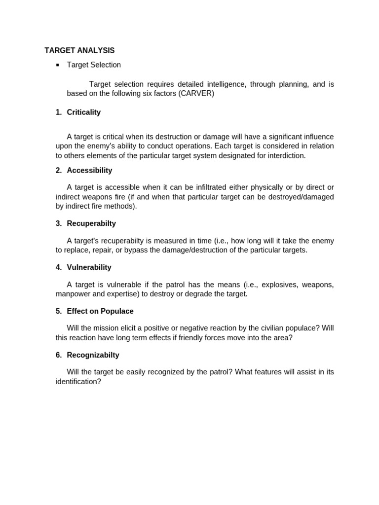 Target Selection Strategy Analysis | PDF | Military Science | Military ...
