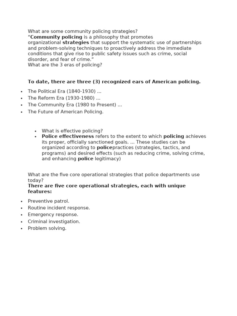 Community Policing Strategies Explained | PDF