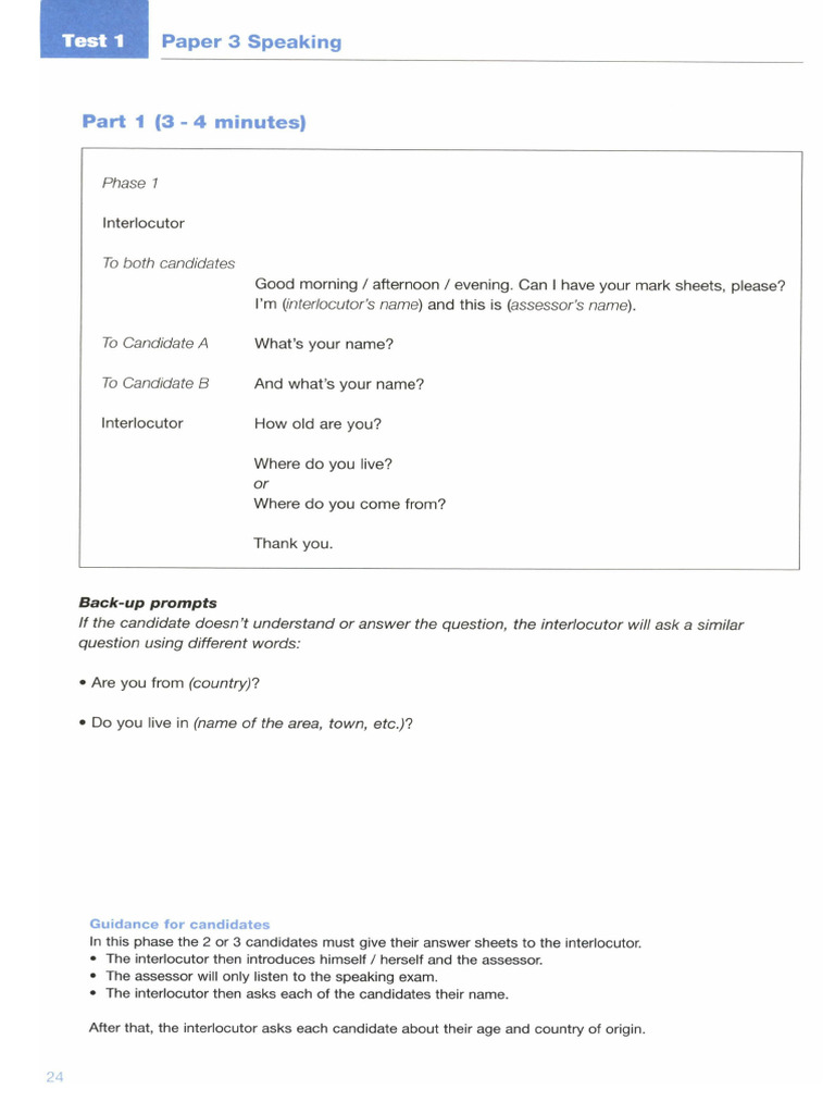 Grade 6 Speaking Test | PDF