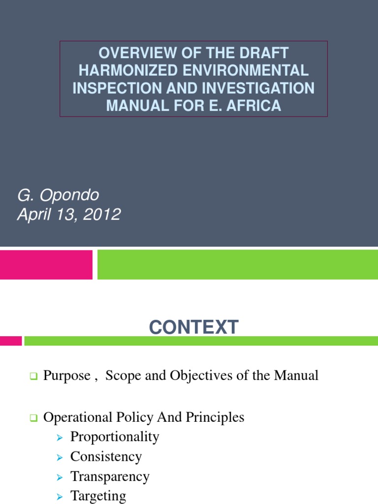 E. Africa Environmental Inspection Manual | PDF | Self-Improvement