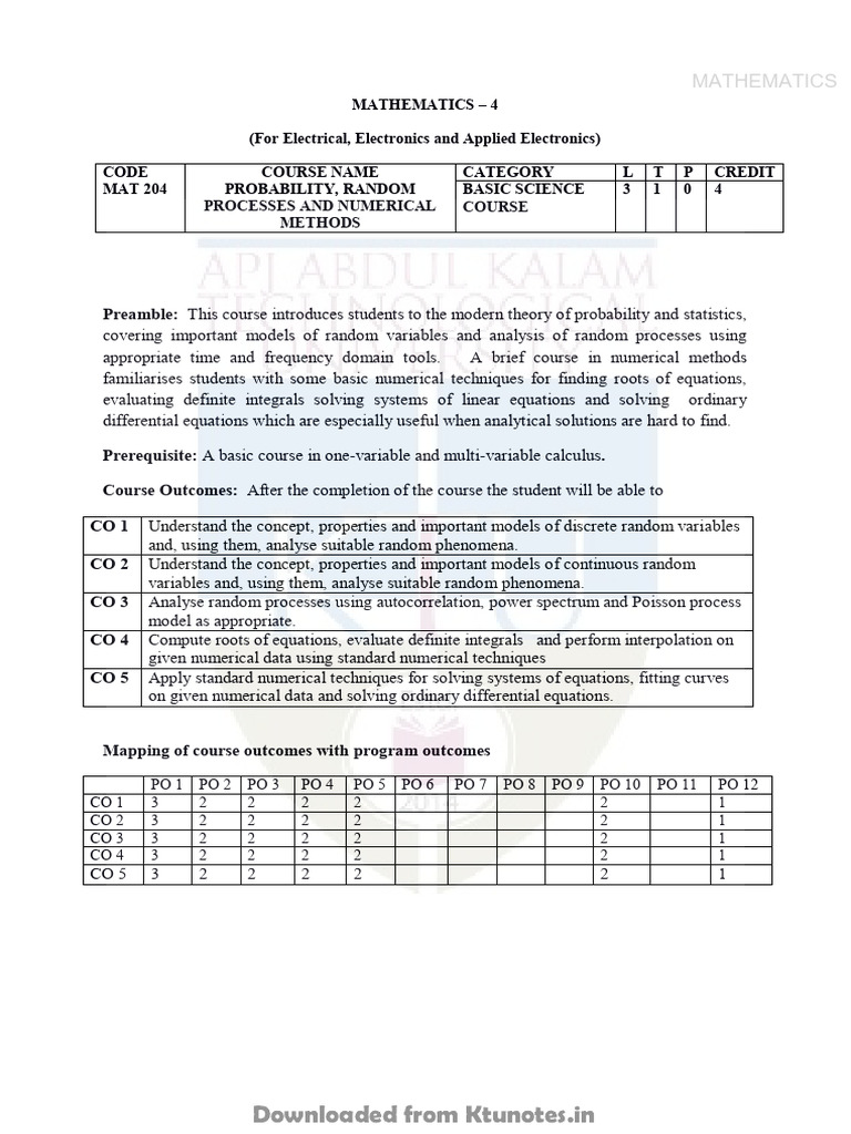 Probability and Numerical Methods Course | PDF | Graph Theory ...
