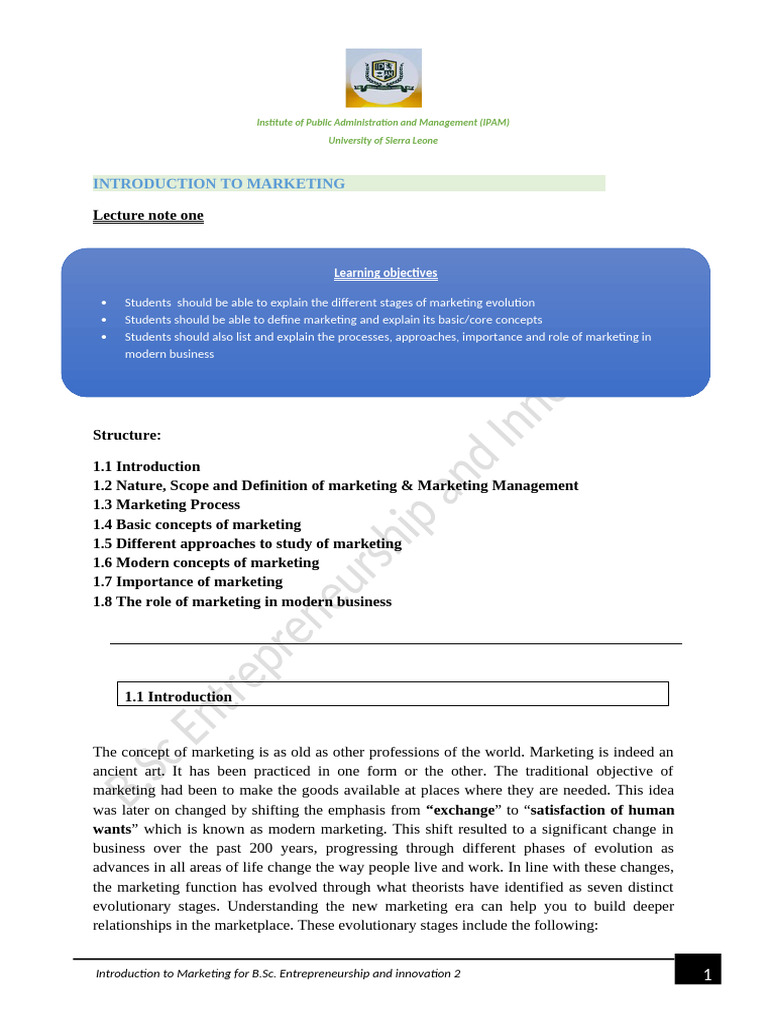 Introduction to Marketing Concepts | PDF | Marketing | Market (Economics)
