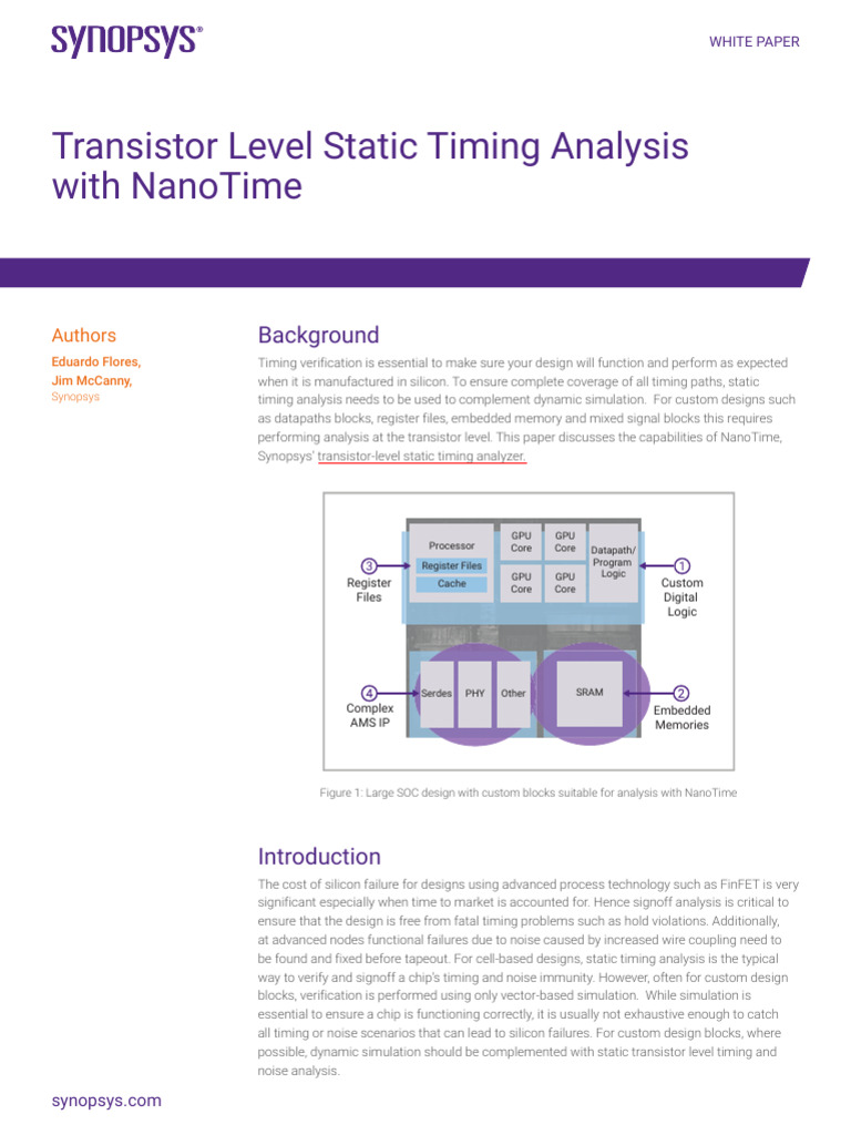 Transistor-Level Timing Analysis with NanoTime | PDF | Spice ...