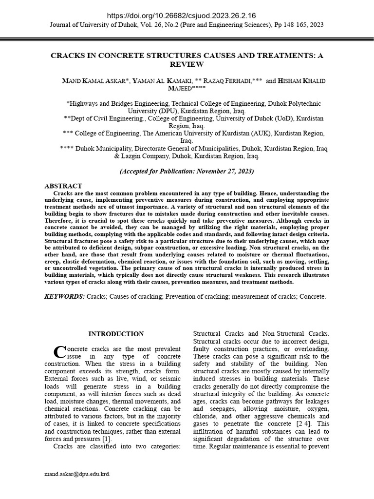 Cracks in Concrete Structures Causes and Treatment | PDF | Concrete ...