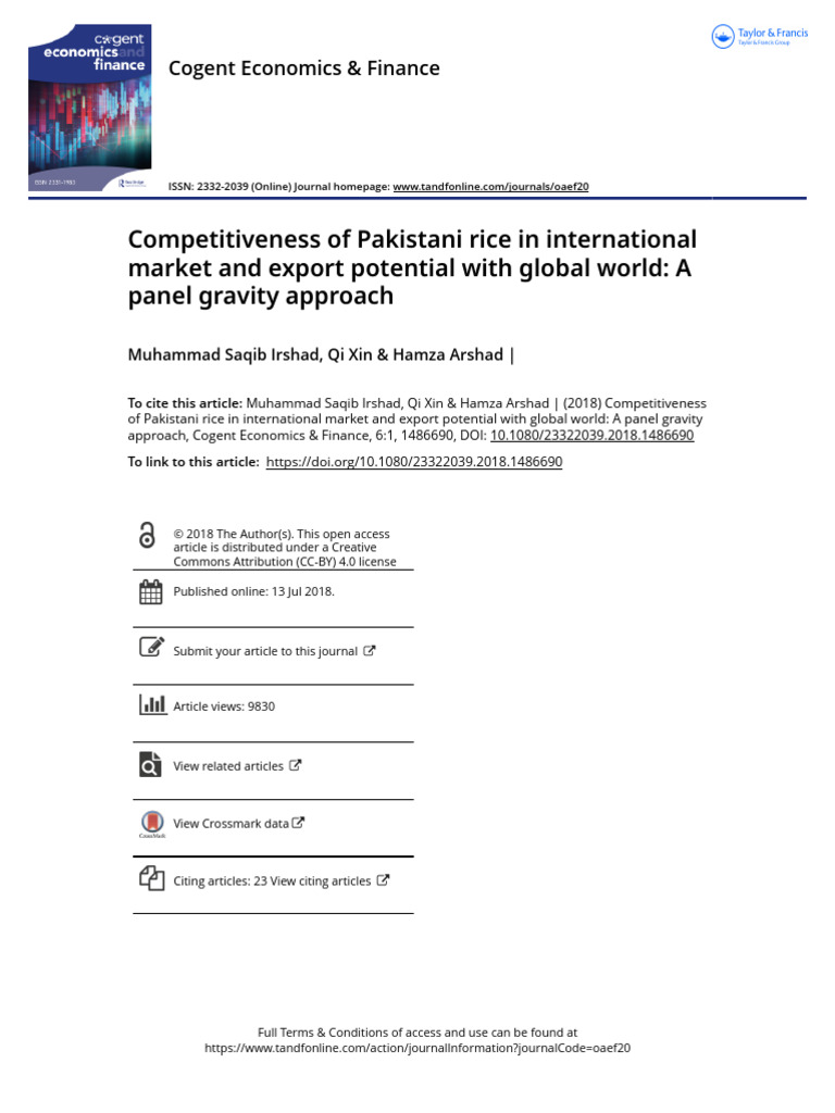 Pakistani Rice Export Competitiveness | PDF | Agriculture | Pakistan