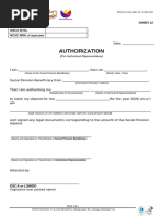 DSWD Annex 12 Authorization Form | PDF