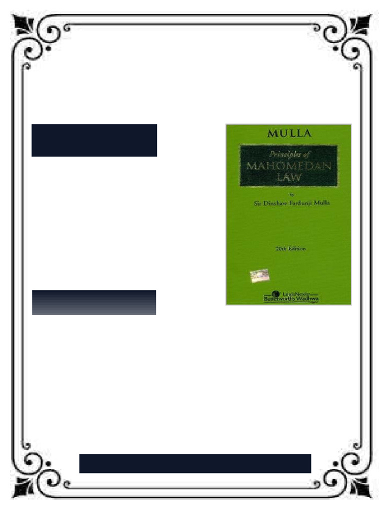 Mulla Principles of Mahomedan Law Muslim Law 20th Edition Sir Dinshaw ...