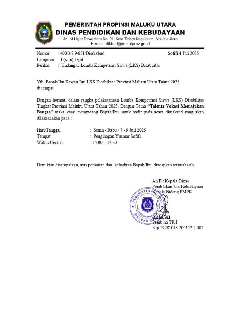 Surat Juri Lks | PDF