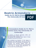 Beatriz Armendariz Holds An M. Phil in Economics From The University of Cambridge