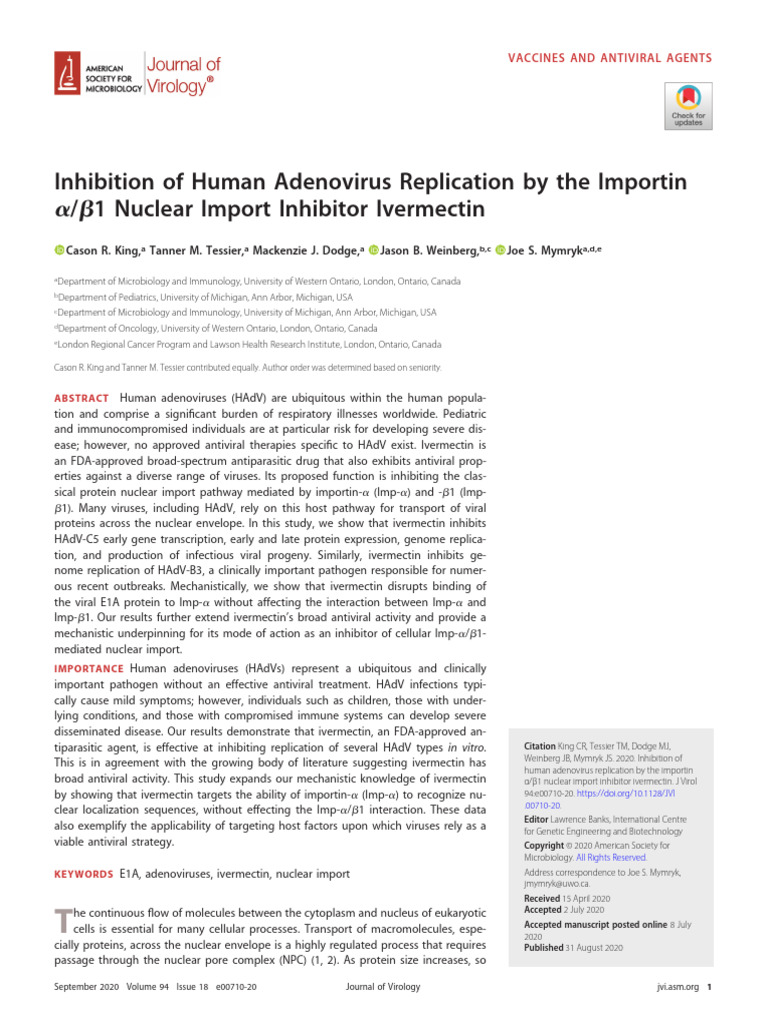 King Et Al 2020 Inhibition of Human Adenovirus Replication by the ...