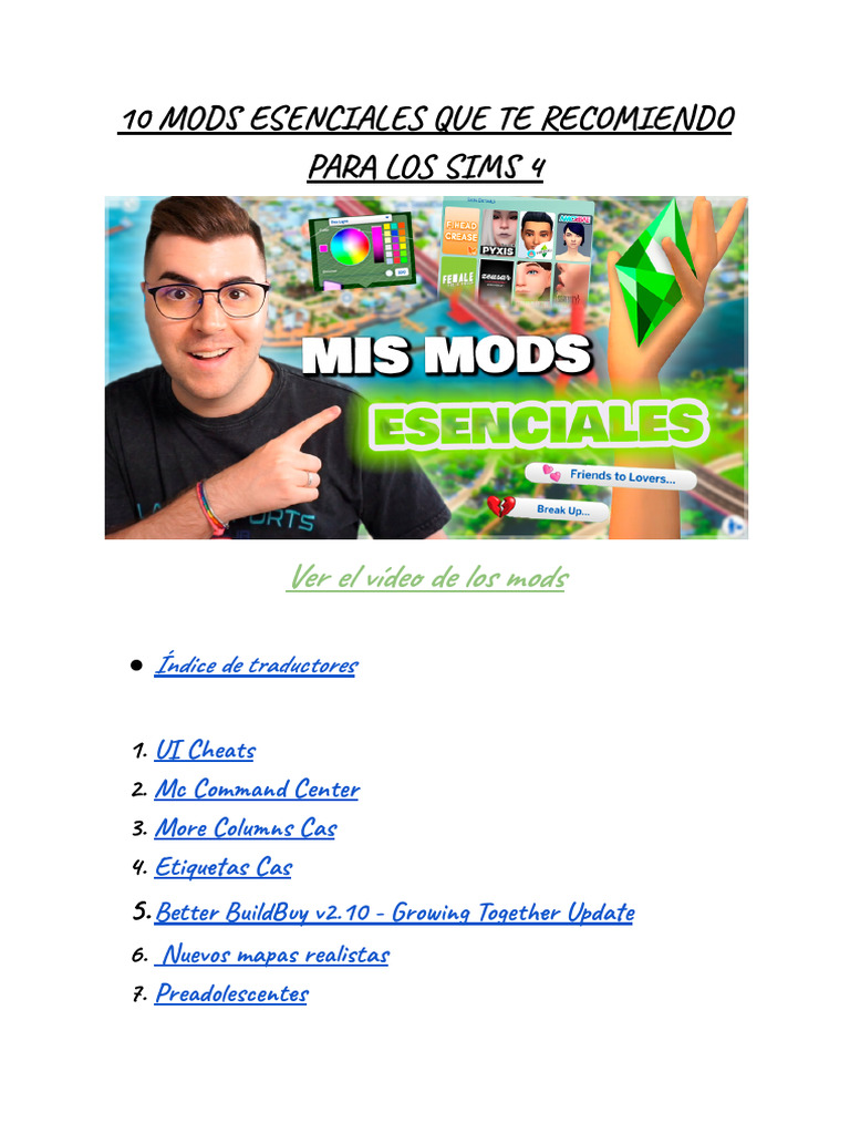 10 Mods Esenciales para Los Sims 4 | PDF