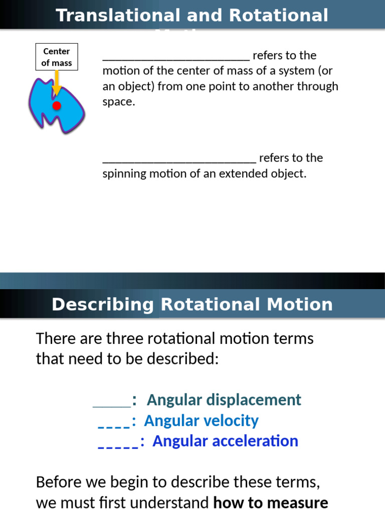 Translational and Rotational Motion Basics | PDF | Rotation Around A ...