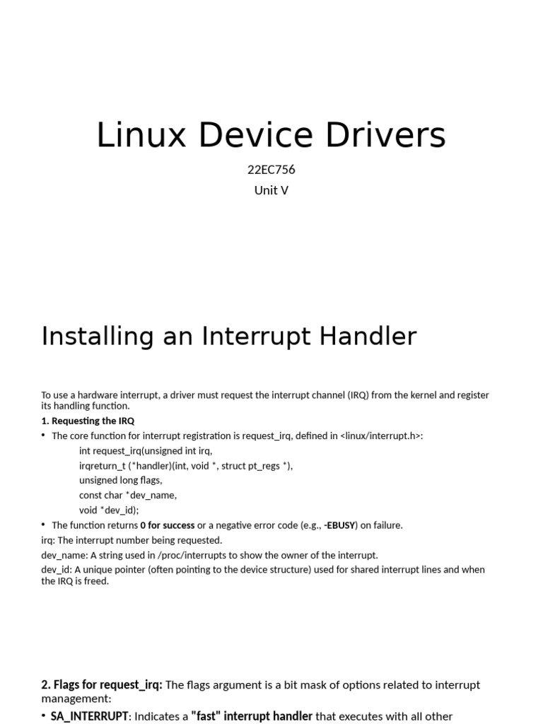 Linux Interrupt Handler Installation Guide | PDF | Kernel (Operating ...