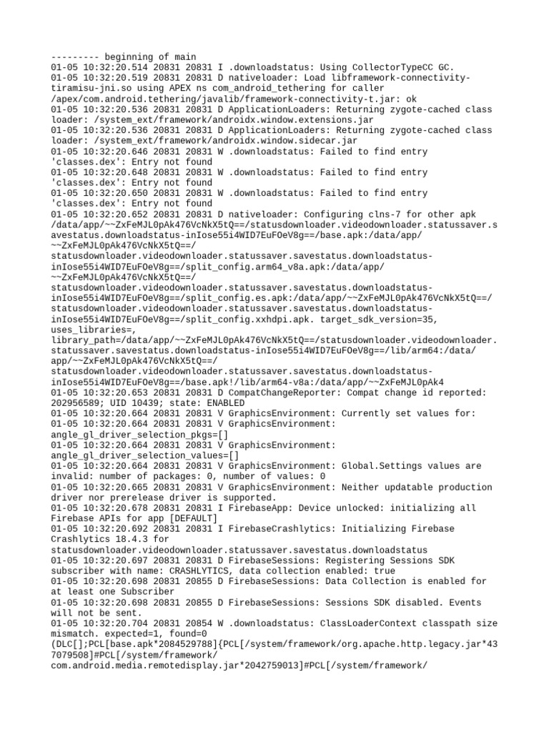 Android App Initialization Logs | PDF | Software | Microsoft Windows