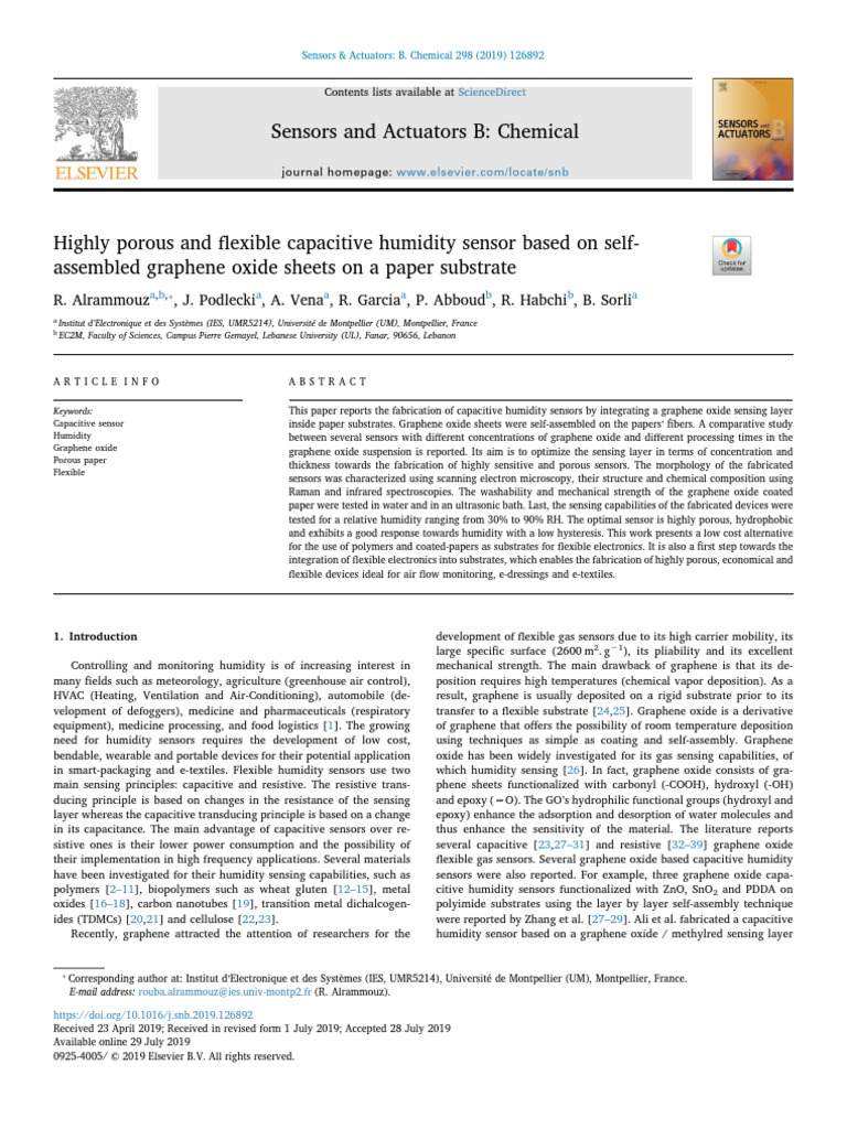 Highly Porous and Flexible Capacitive Humidity Sensor | PDF | Graphene ...