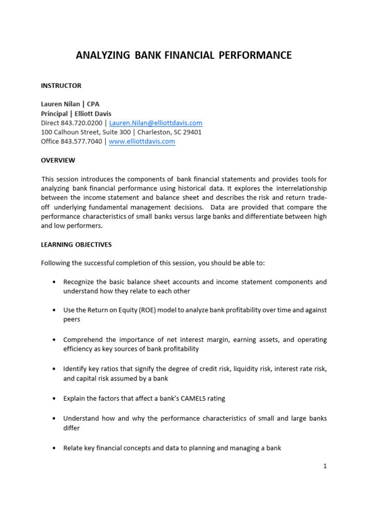 Bank Financial Performance Analysis | PDF | Banks | Equity (Finance)