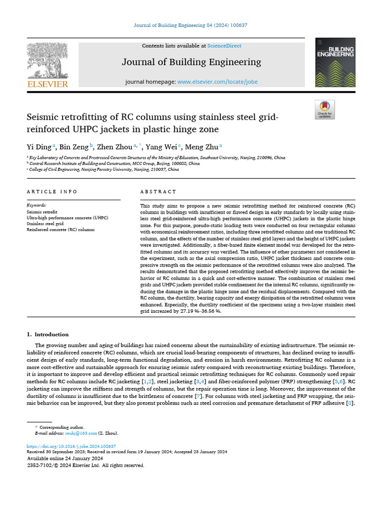 Seismic Retrofitting of RC Columns with UHPC | PDF | Strength Of ...