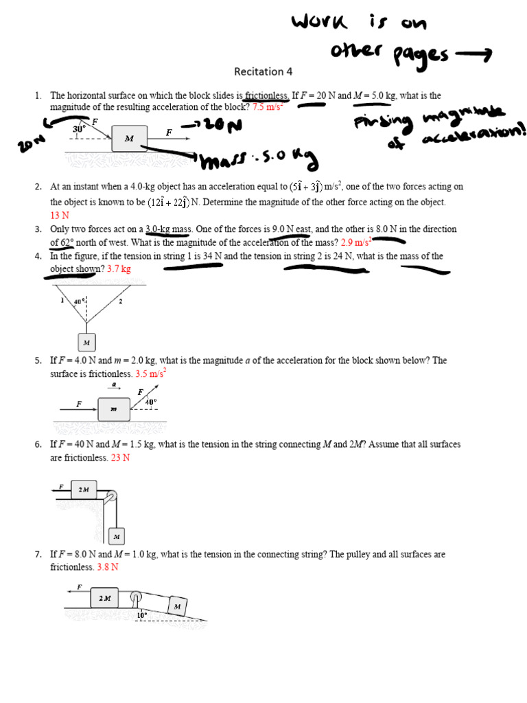 Physics Problems on Acceleration and Tension | PDF | Tension (Physics ...