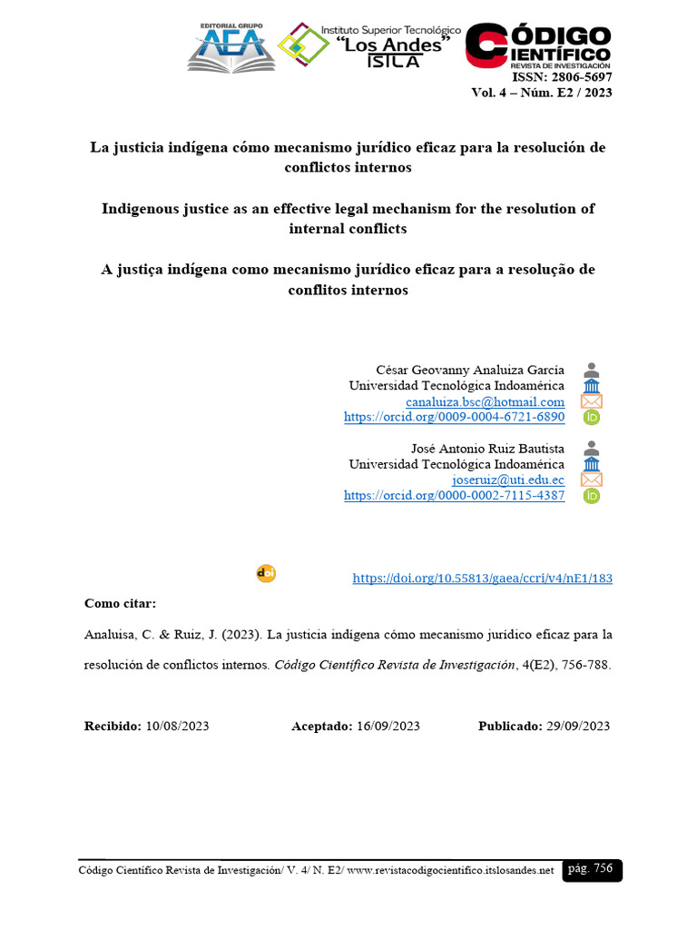 Eficacia de la Justicia Indígena en Conflictos | PDF | Derechos humanos ...