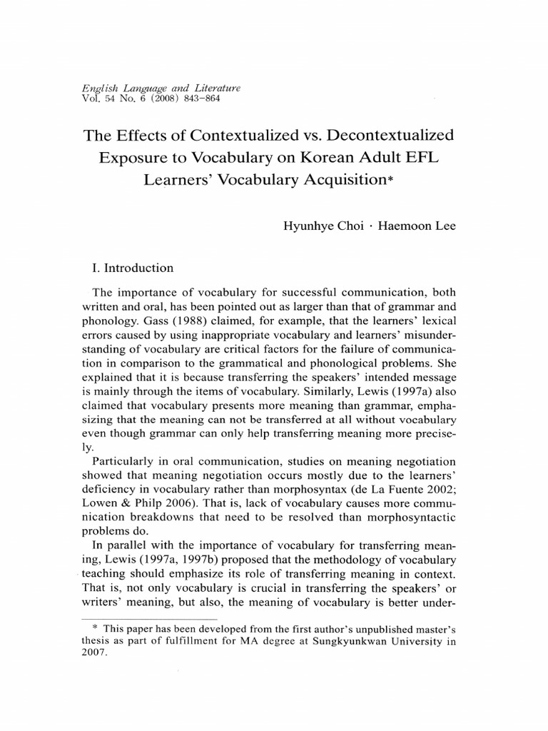 The Effects of Contextualized vs. Decontextualized Exposure To ...