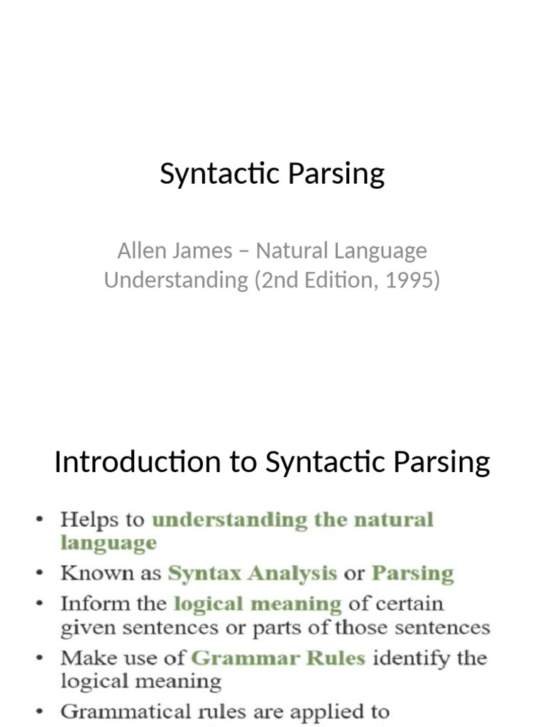 Syntactic Parsing Presentation Diagram | PDF | Parsing | Syntax