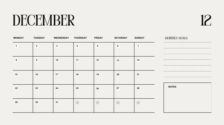 Grey Black Minimalist Elegant Calendar Planner Presentation | PDF
