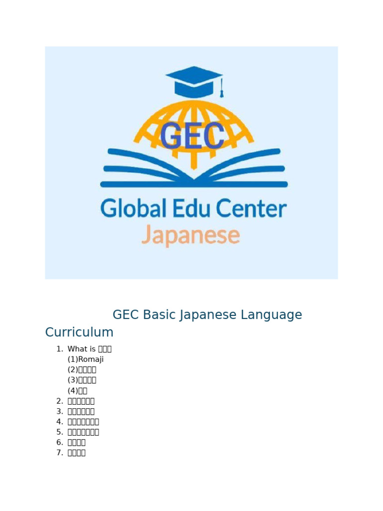 GEC Basic Japanese Language Curriculum | PDF