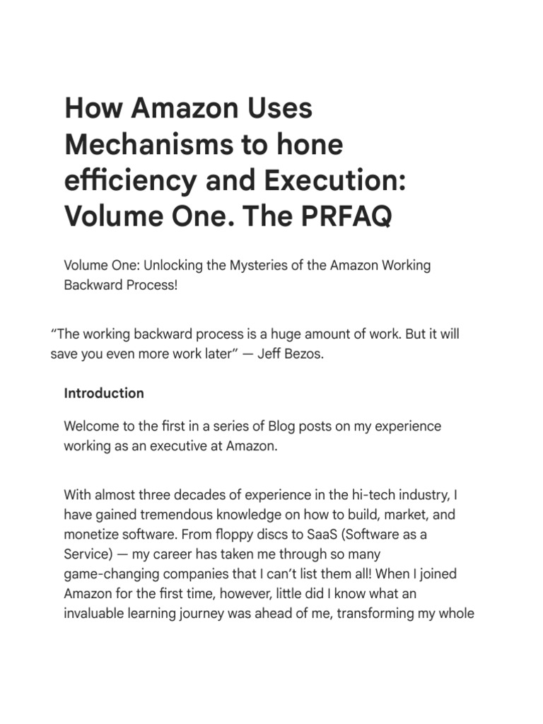 Amazon's Working Backward Process Explained | PDF | Leadership | Amazon ...