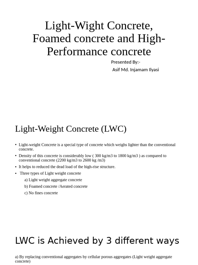 Asif - Lightweight and Height Performance Concrete | PDF | Concrete ...