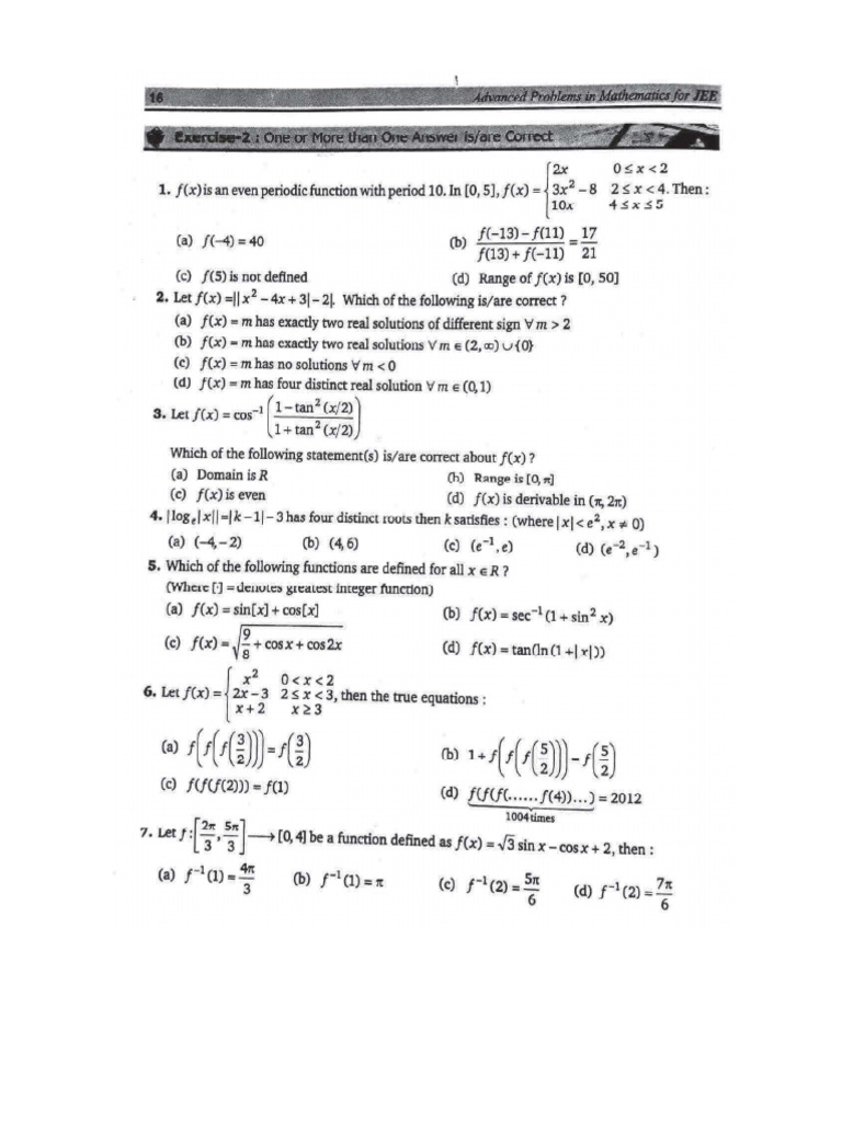 Functions Best Advance Level Questions Which Boost Your Prep | PDF