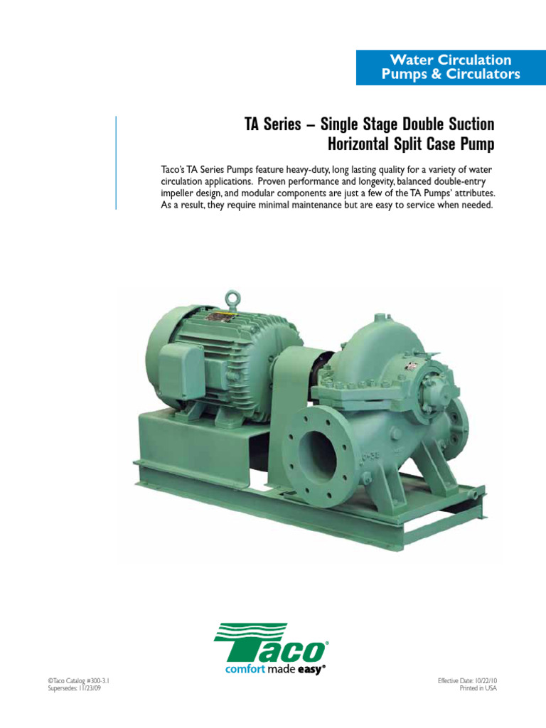 TA Series Pumps: Features & Benefits | PDF | Pump | Bearing (Mechanical)