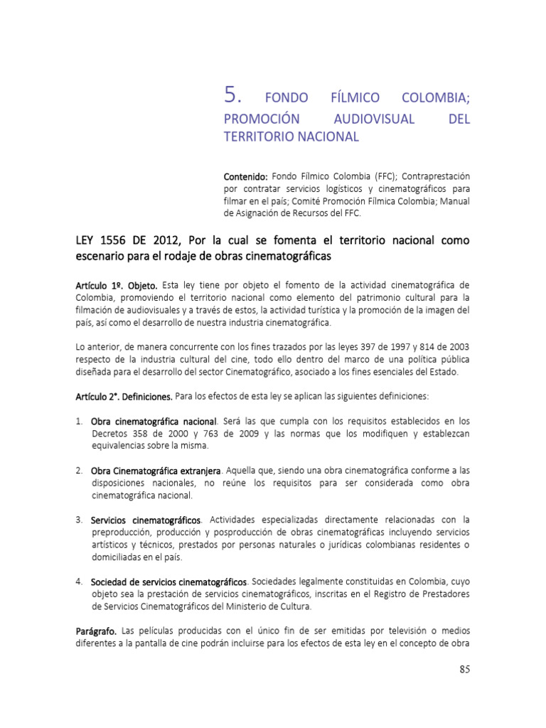 Fondo Fílmico Colombia: Promoción Cinematográfica | PDF | Presupuesto ...