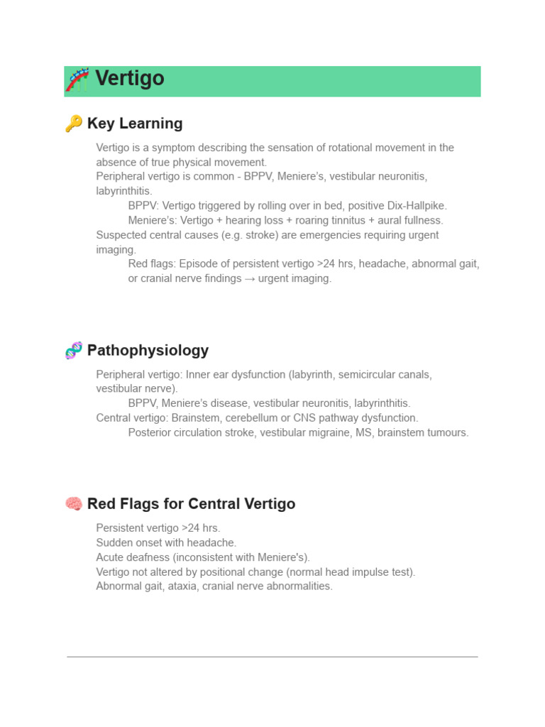 Understanding Vertigo: Types & Management | PDF | Vertigo | Diseases ...
