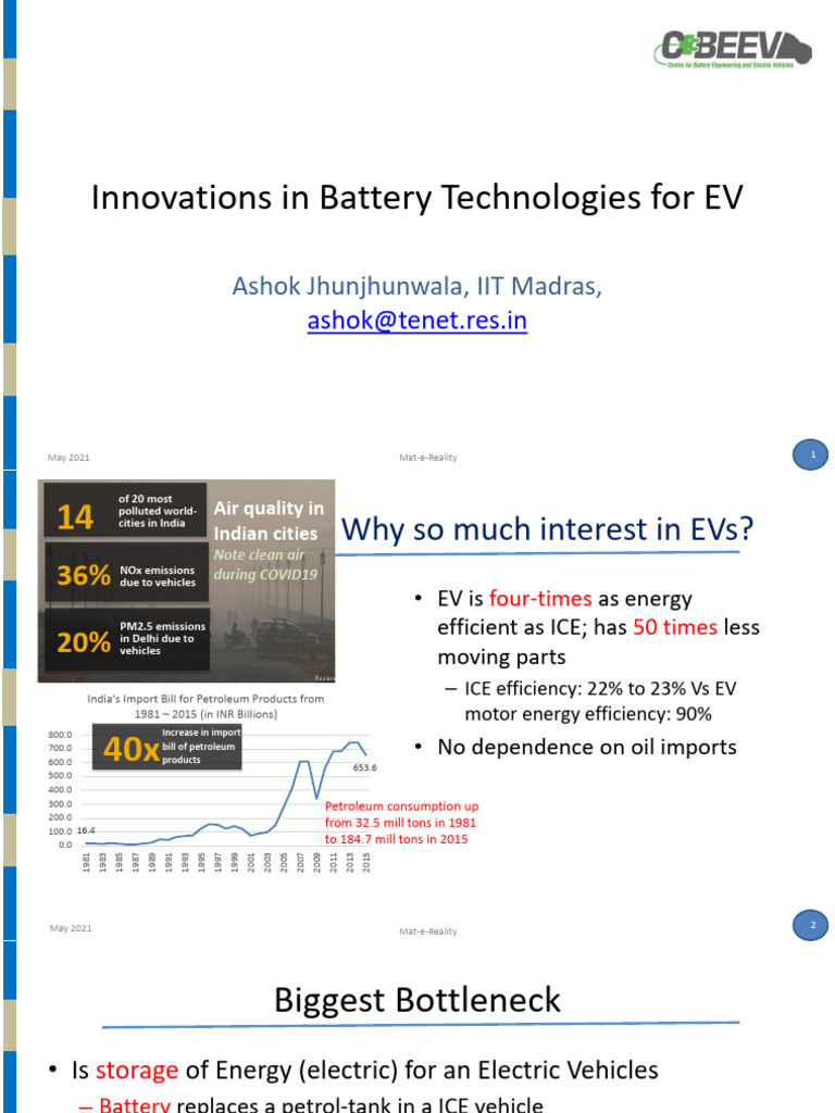 Battery Innovations for Electric Vehicles | PDF | Lithium Ion Battery ...