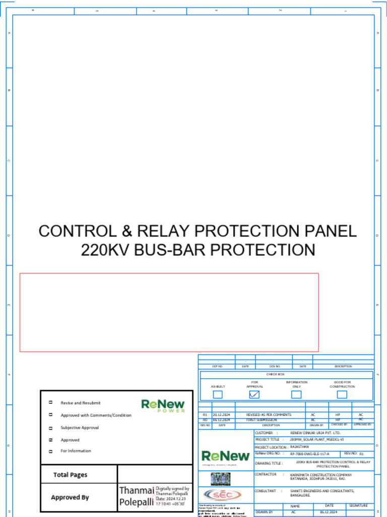 RP 7080 GTP ELE 117 A (BusBar Protection Control & Relay Panel) - R1 ...