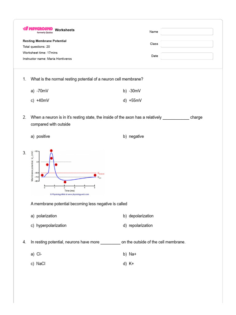 Resting Membrane Potential 2 | PDF | Depolarization | Membrane Potential