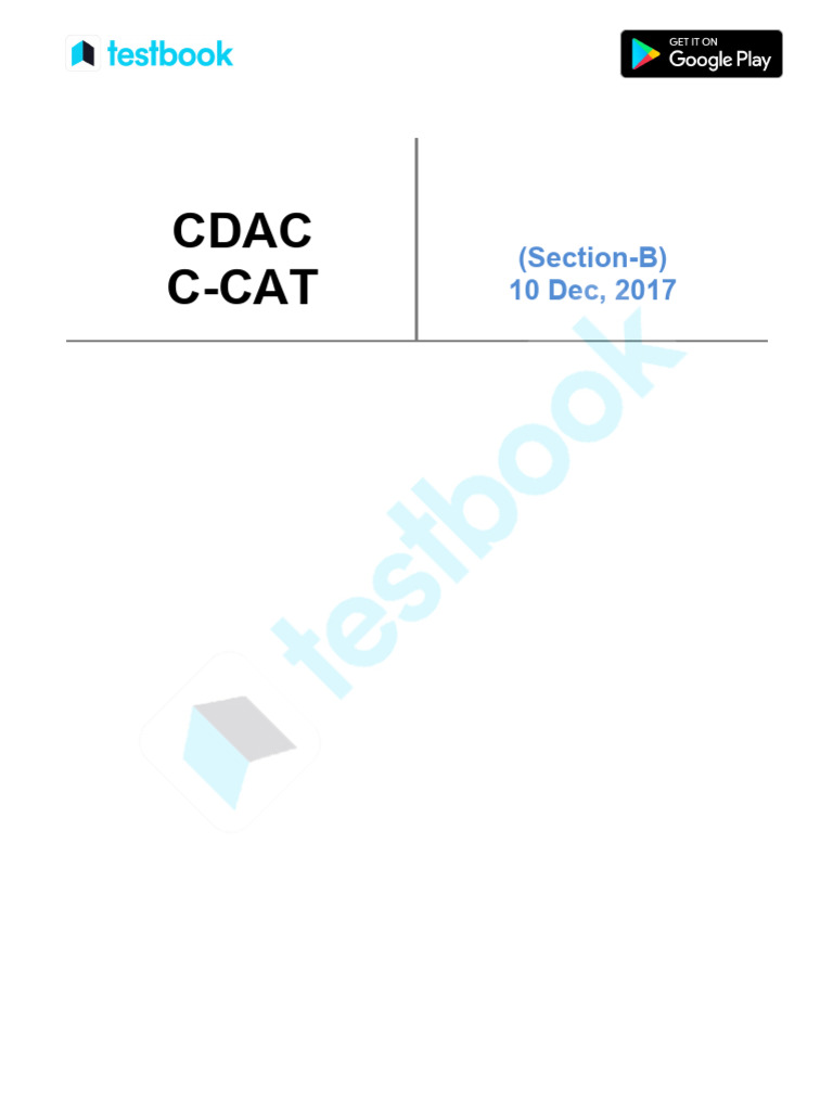 CDAC C-CAT (Section-B) Official Paper (Held On - 10 Dec, 2017) | PDF