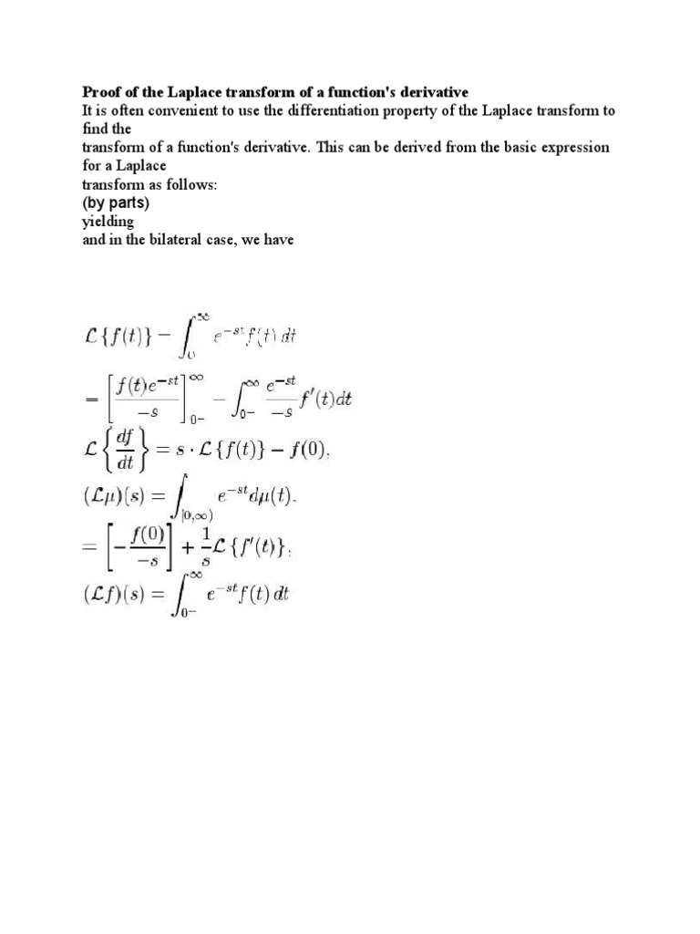 Laplace Transform of Derivatives Explained | PDF