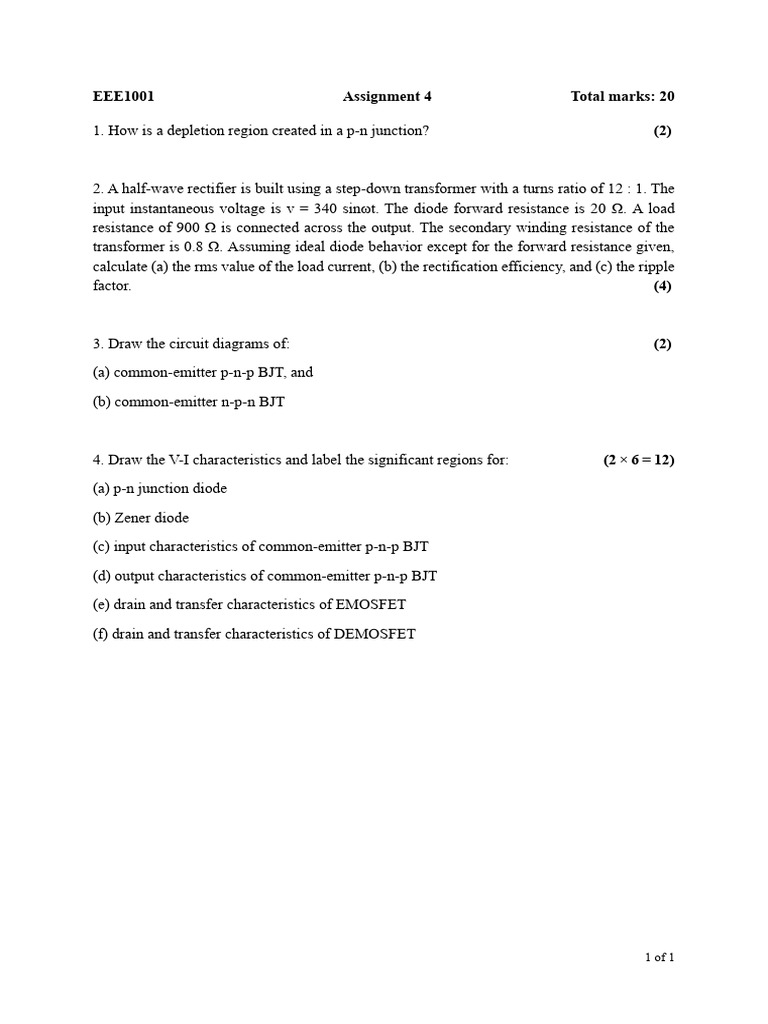EEE1001 - Assignment 4 (Module 4) | PDF
