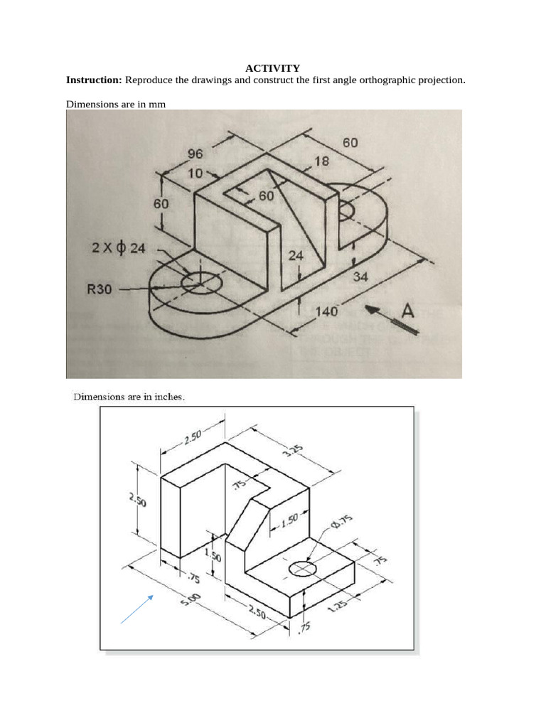 First Angle Orthographic Projection Guide | PDF