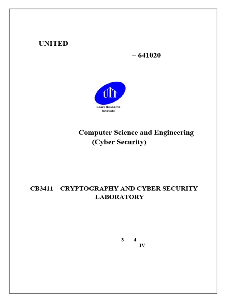 Cyber Security Lab Report: Cryptography | PDF | Encryption | Cryptography