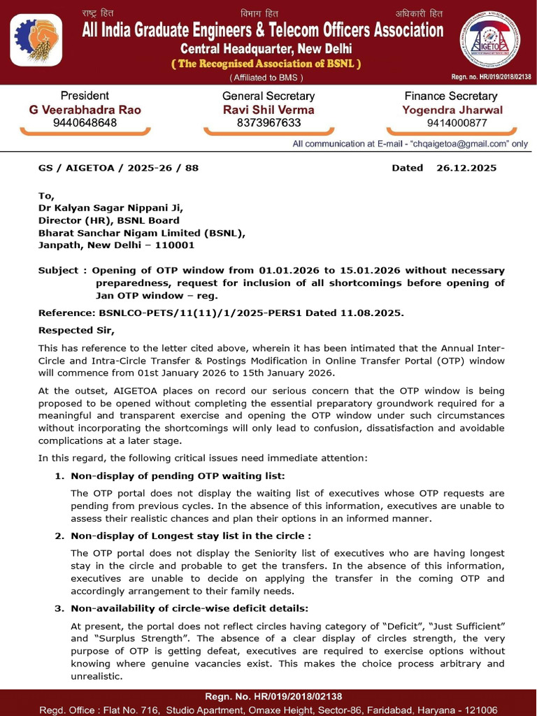 GS-AIGETOA-2025!26!88 Letter To Dir HR For Unpreparedness For OTP Jan ...